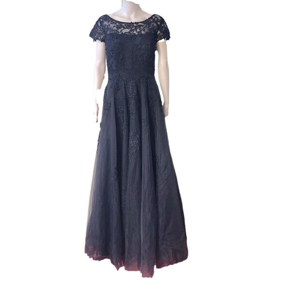 La Femme Dresses & Skirts - La femme embellished mesh A-line gown
